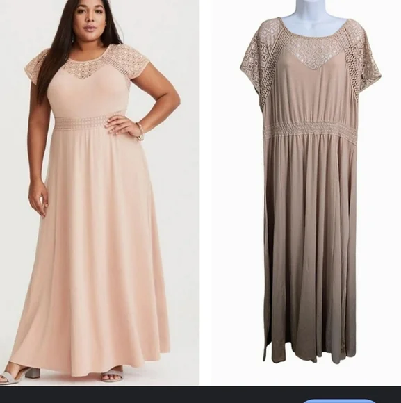 torrid | Dresses | Torrid Blush Crochet Yoke Maxi Dress 3xl | Poshmark
